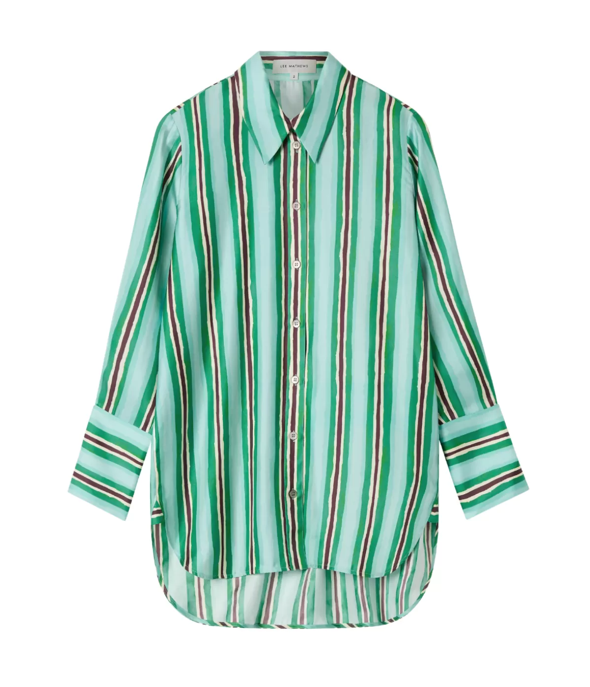 Lee Mathews Ellie Long Sleeve Shirt in Aqua Outlet