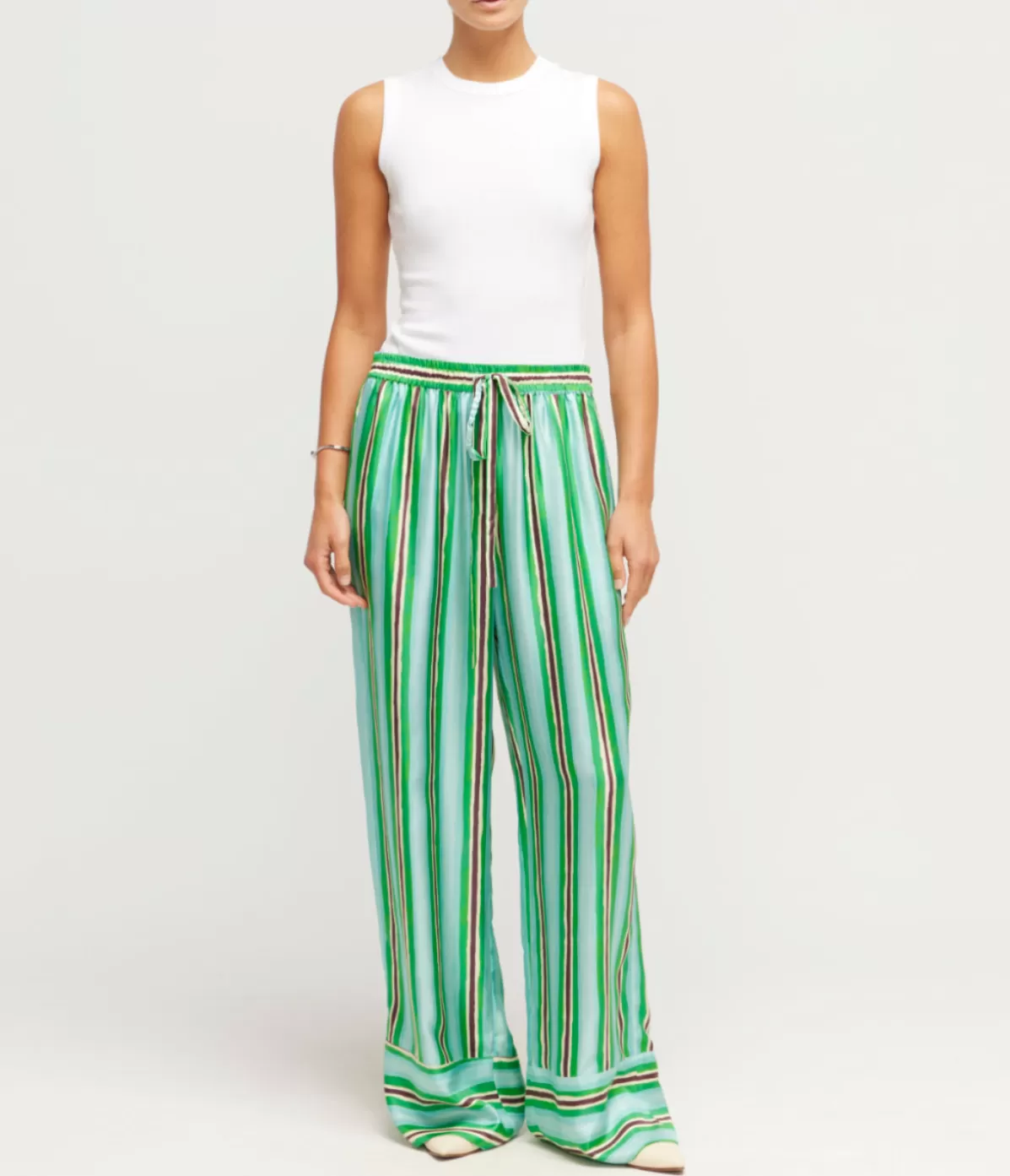 Lee Mathews Ellie Tie Waist Pant in Aqua Clearance