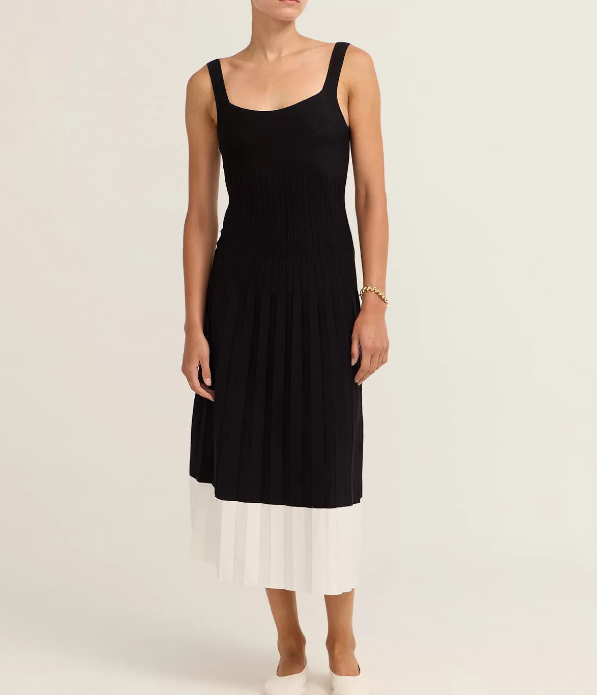 Staud Ellison Dress in Black and Ivory Store