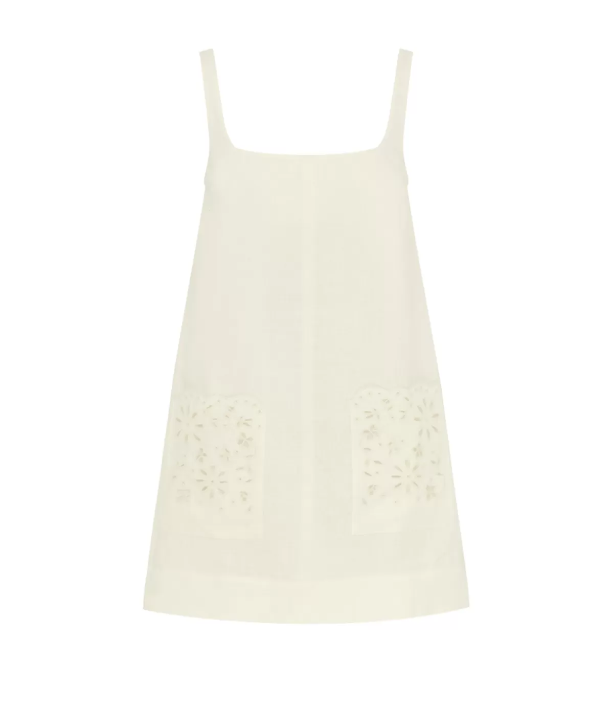 Peony Embroidered Shift Mini Dress in Crème Outlet