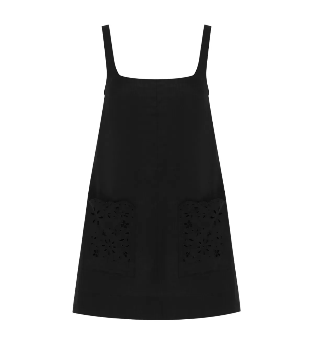 Peony Embroidered Shift Mini Dress in Ebony Clearance