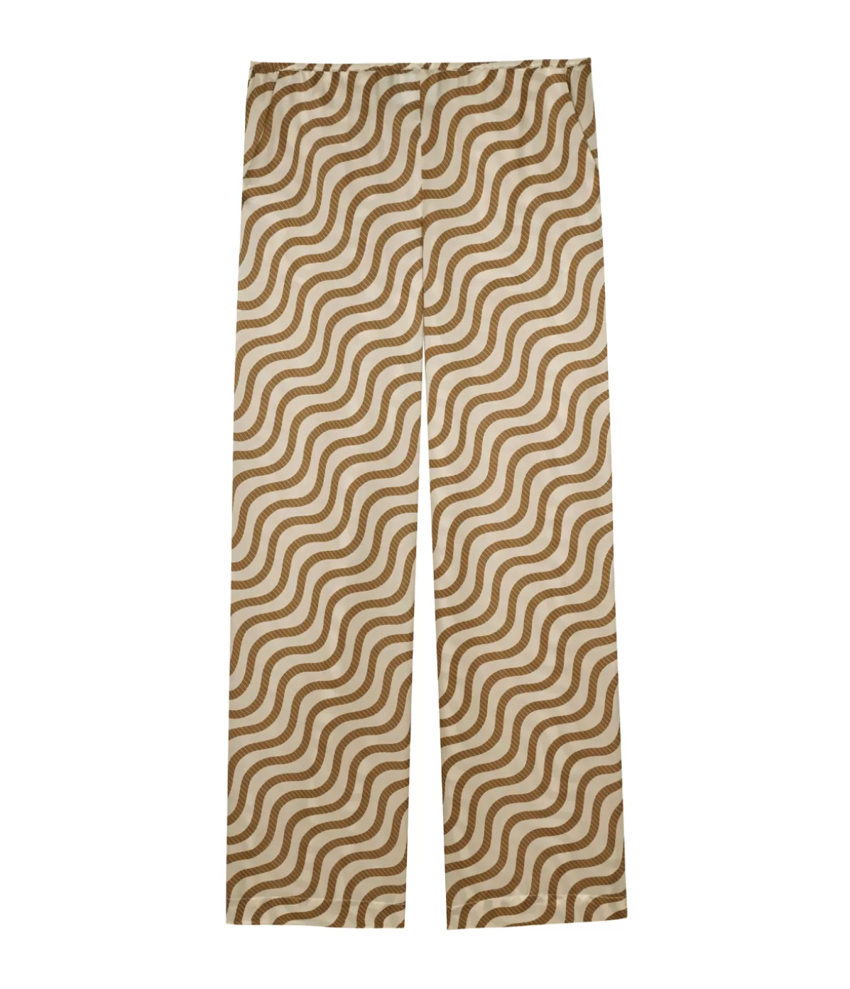 Yaitte Fiji Silk Blend Trouser in Sand Wave Stripe Hot