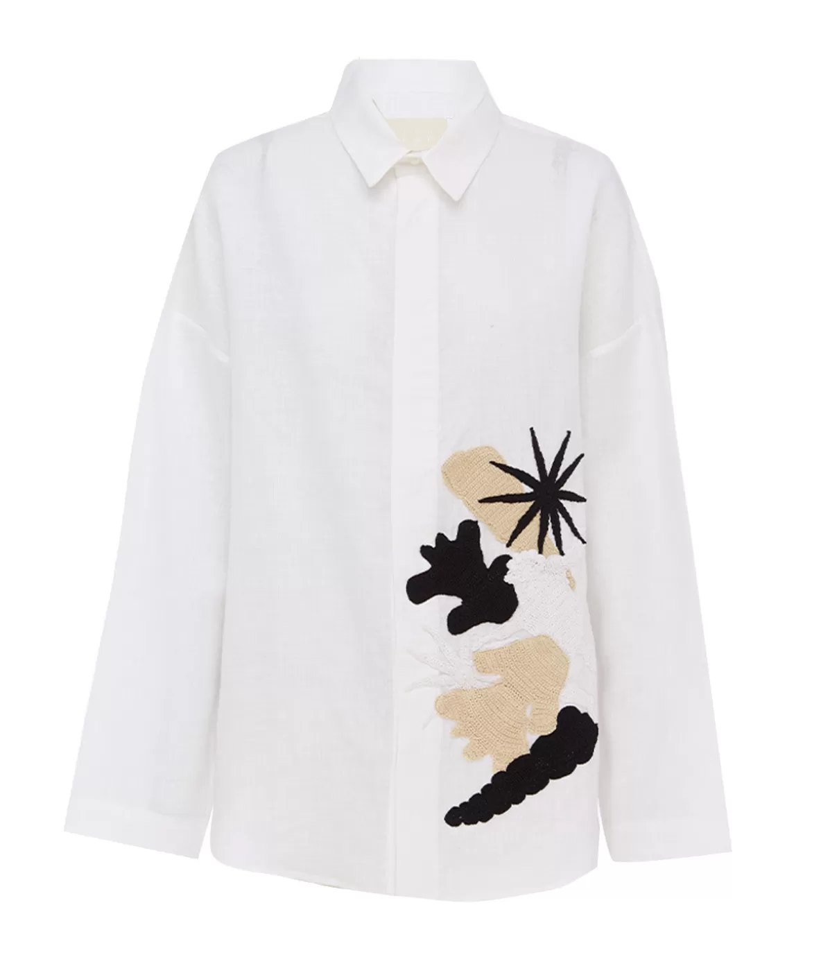 Albus Lumen Fisherman Shirt with Crochet Detail in White Store