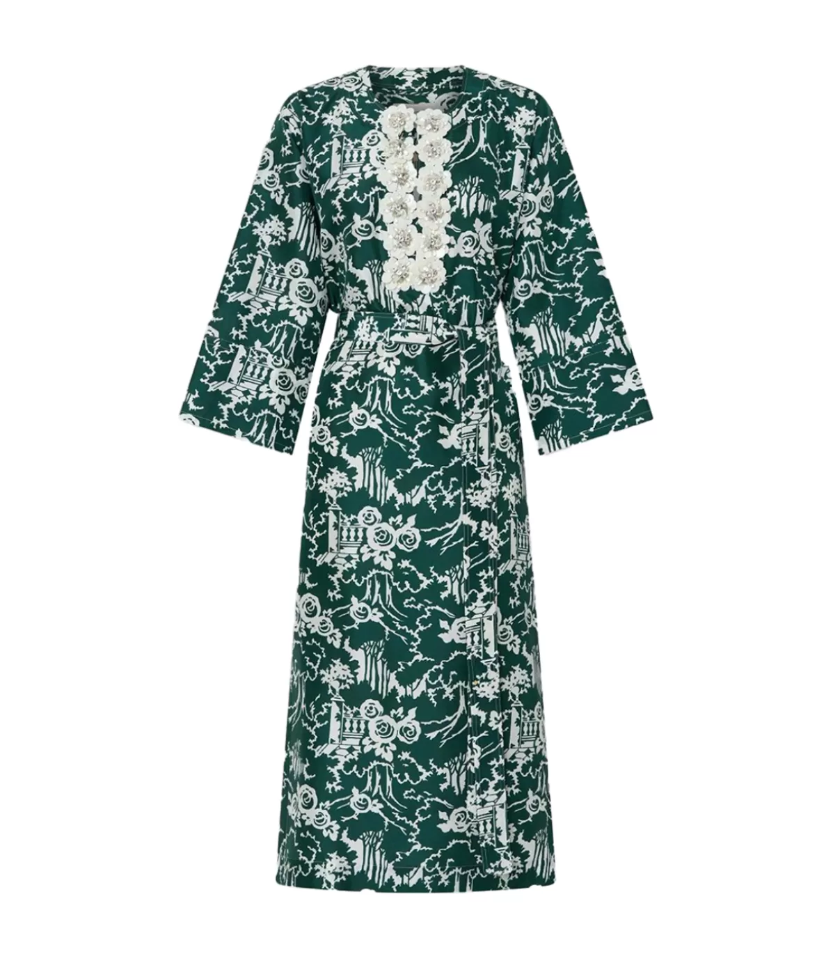 Oroton Garden Toile Embellished Long Dress in Ivy Online