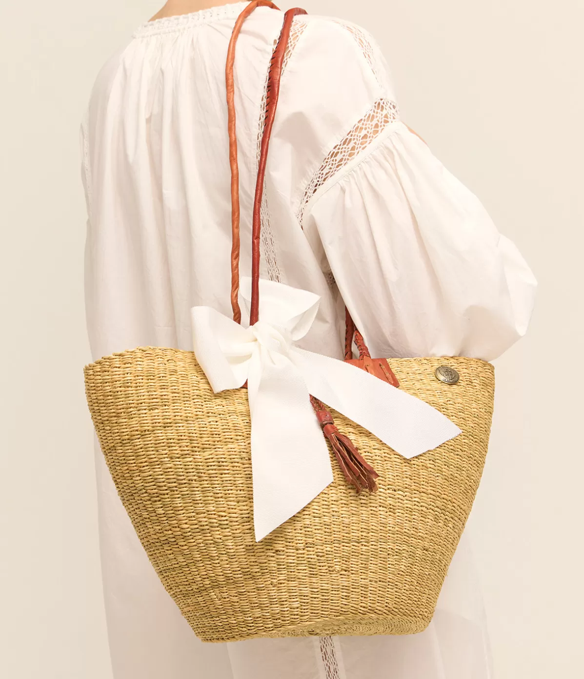 Casa Catinella Ghana Basket Bag in Tan Fashion