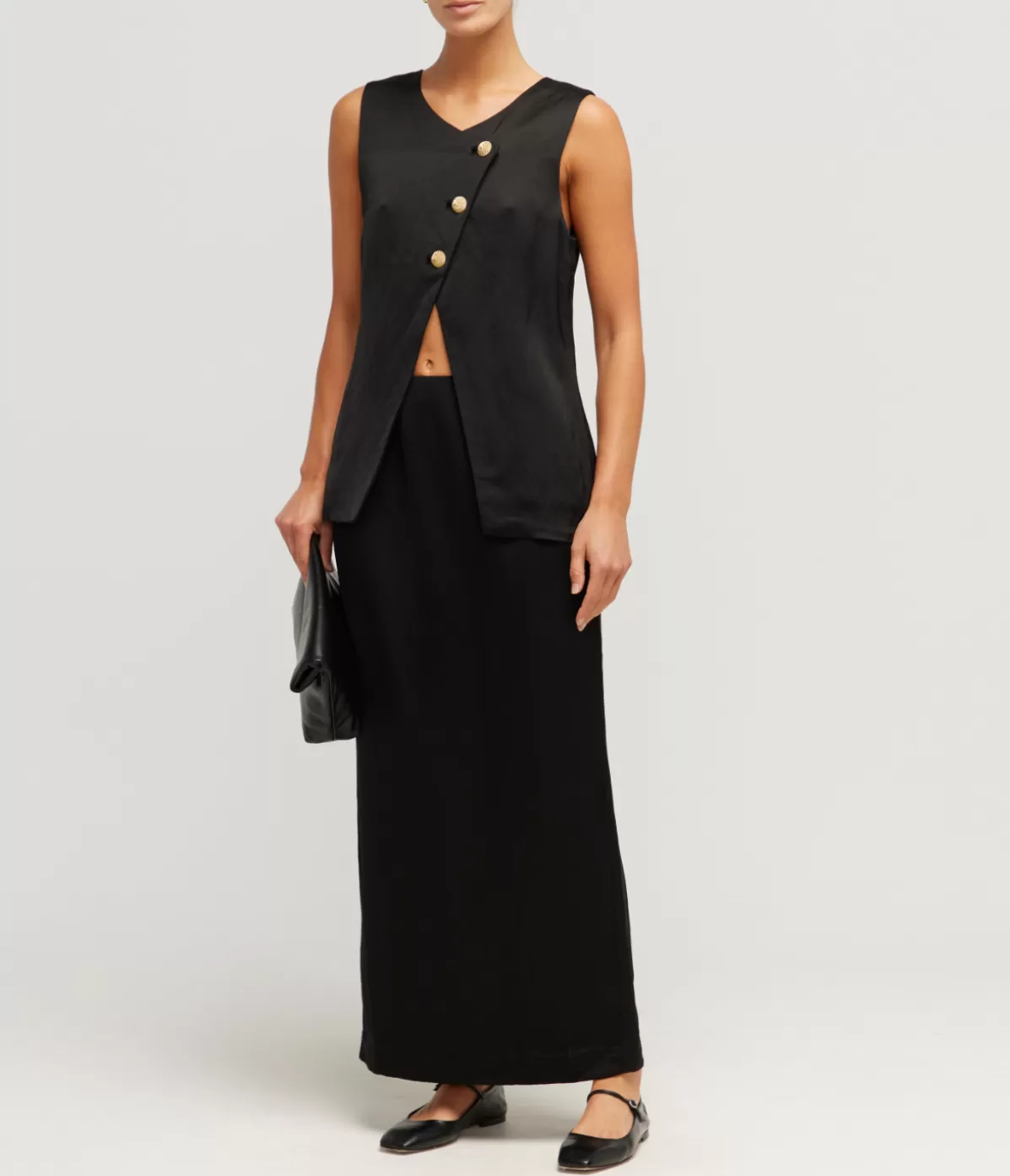 Posse Gigi Asymmetric Vest in Black Best Sale