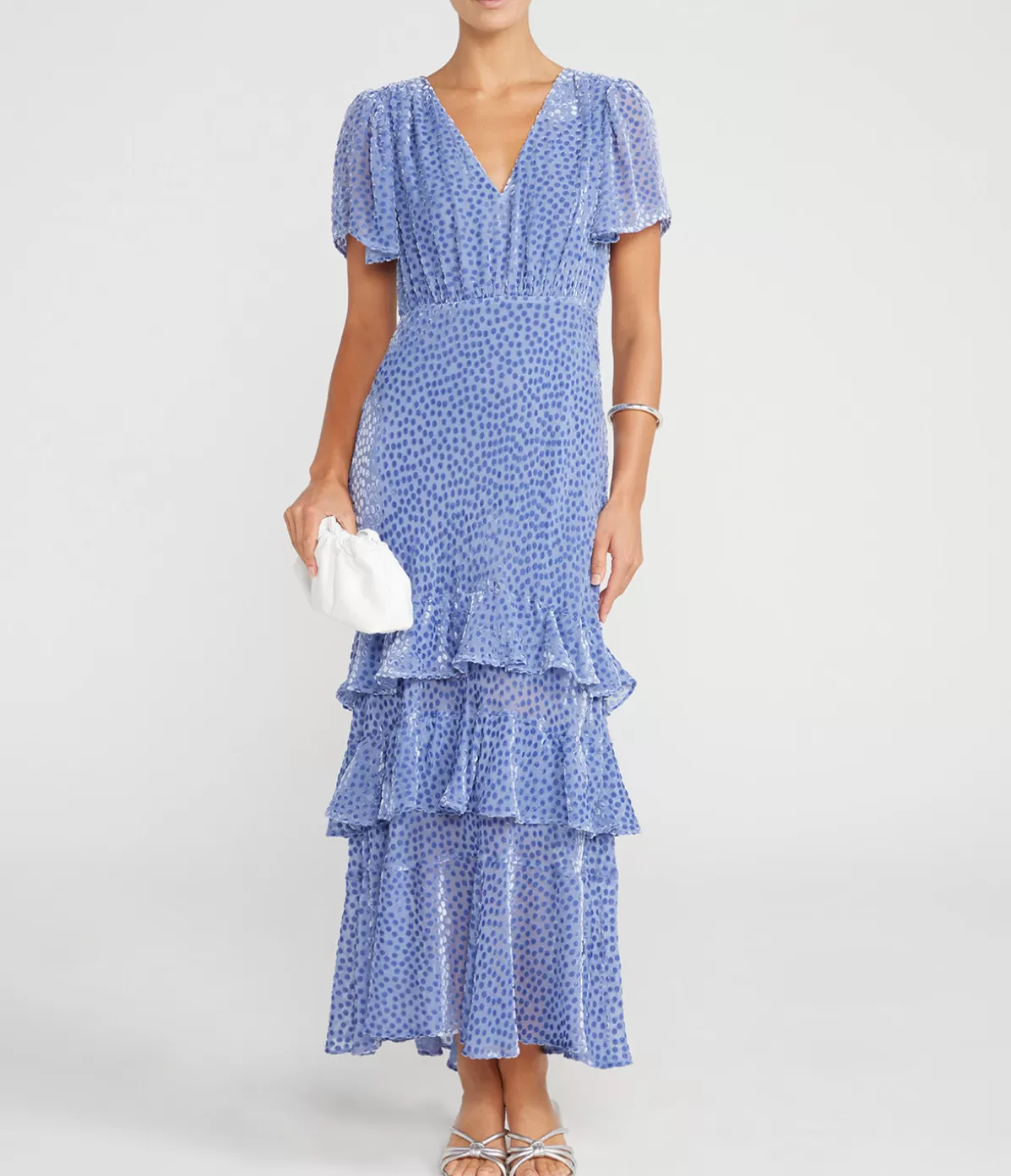 Rixo Gilly Tiered Dress in Slate Blue Shop