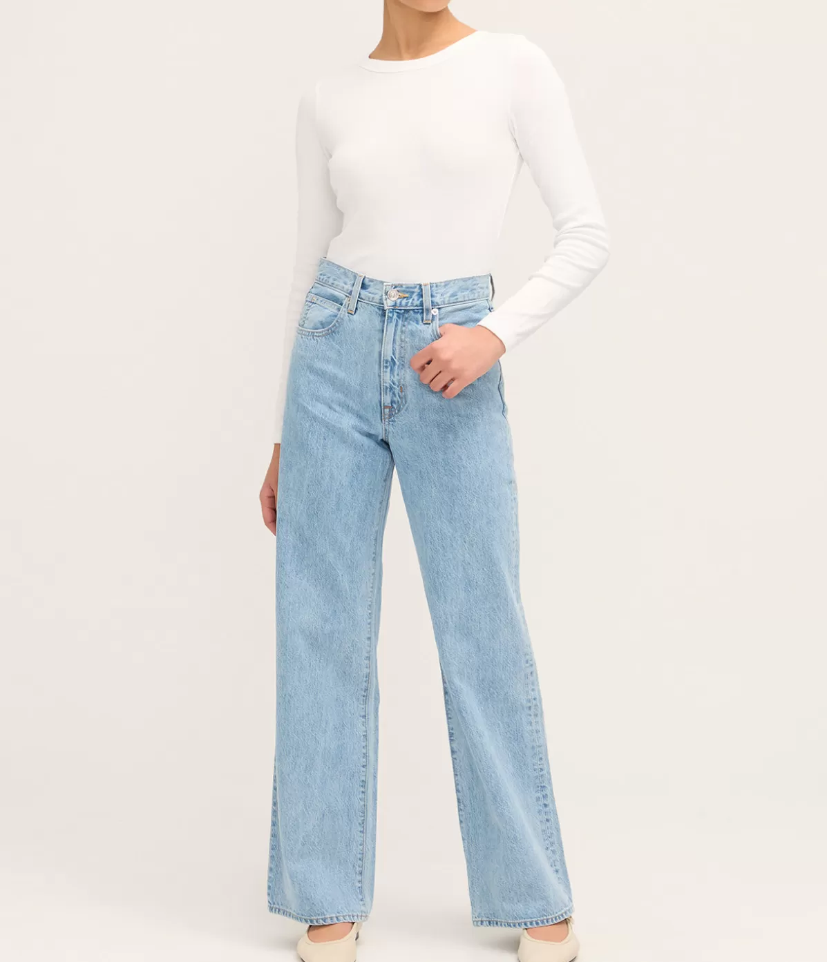 SLVRLAKE Grace High Rise Wide Leg Jean in Powder Blue Sale