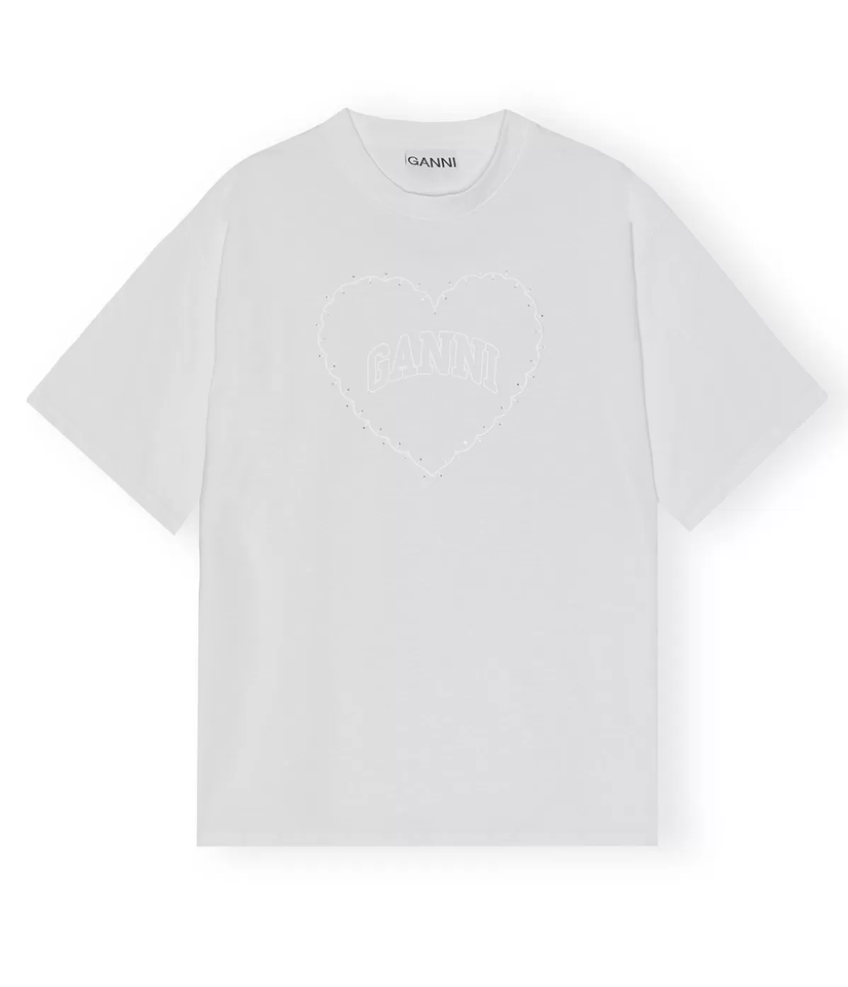 Ganni Heavy Cotton Heart T-shirt in Bright White Hot