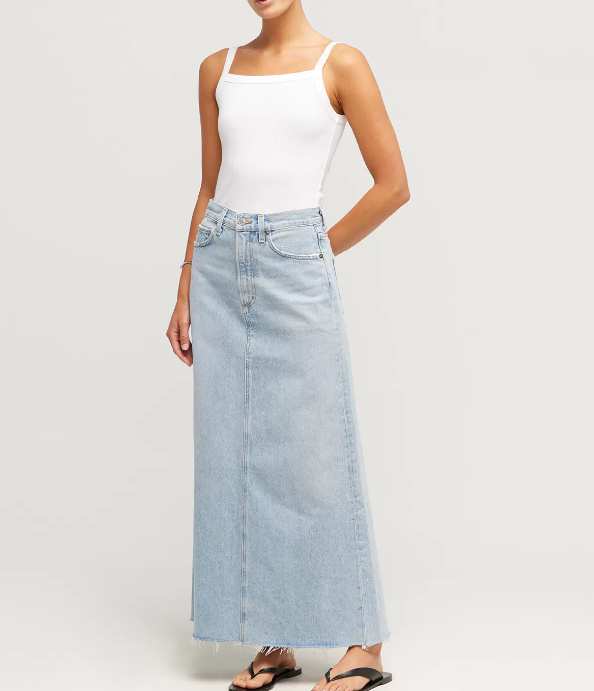 Agolde Hilla Long Line Denim Skirt in Practice Clearance