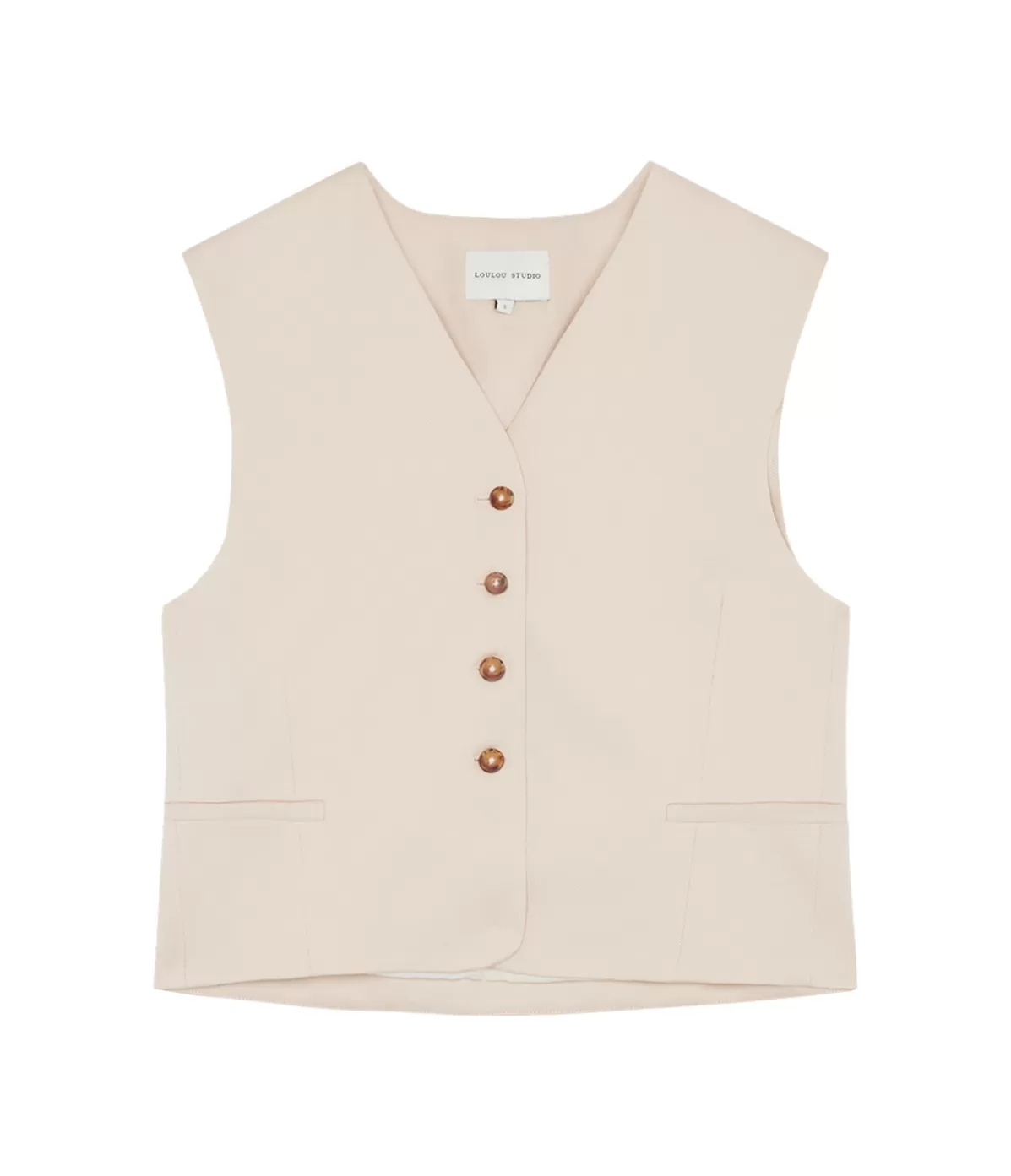 Loulou Studio Iba Vest in Cream Rose Best