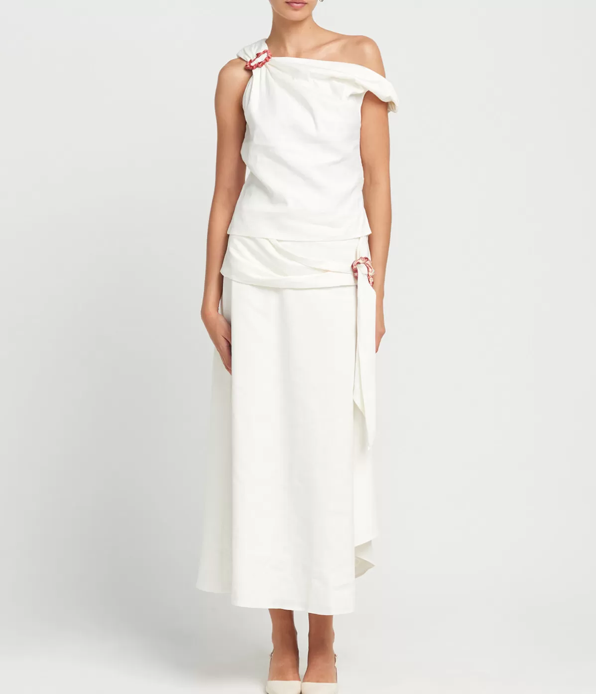 Anna Quan Ingrid Maxi Linen Skirt in Ivory Cheap