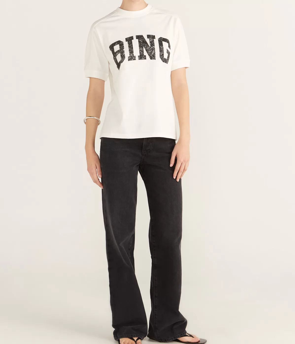 Anine Bing Jaylin Tee in Ivory Clearance