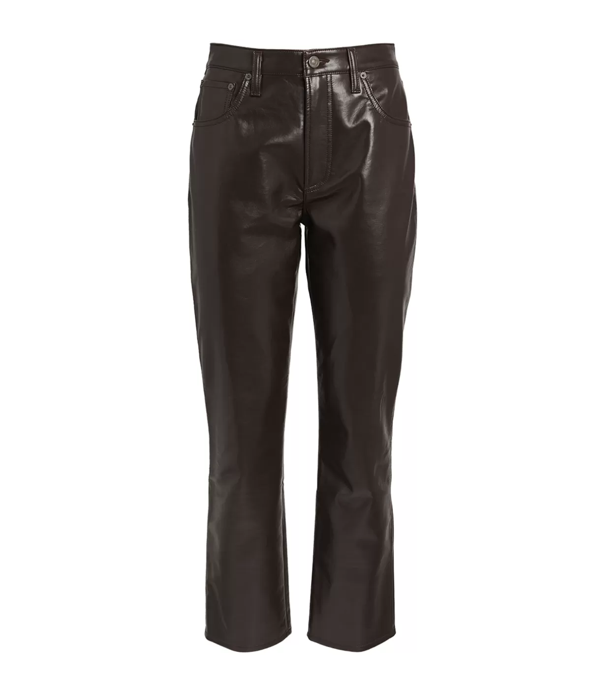 Citizens of Humanity Jolene High Rise Slim Recycled Leather Pant in Chocolate Shop