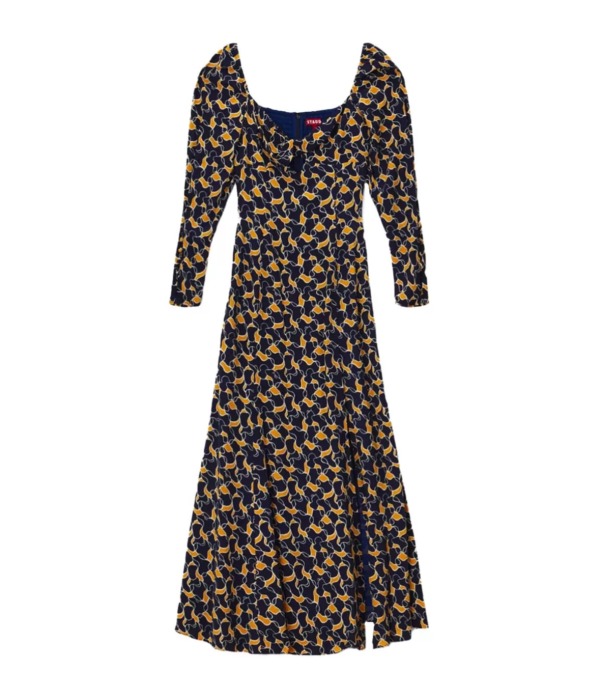 Staud Josephine Dress in Navy Abstract Wave Shop