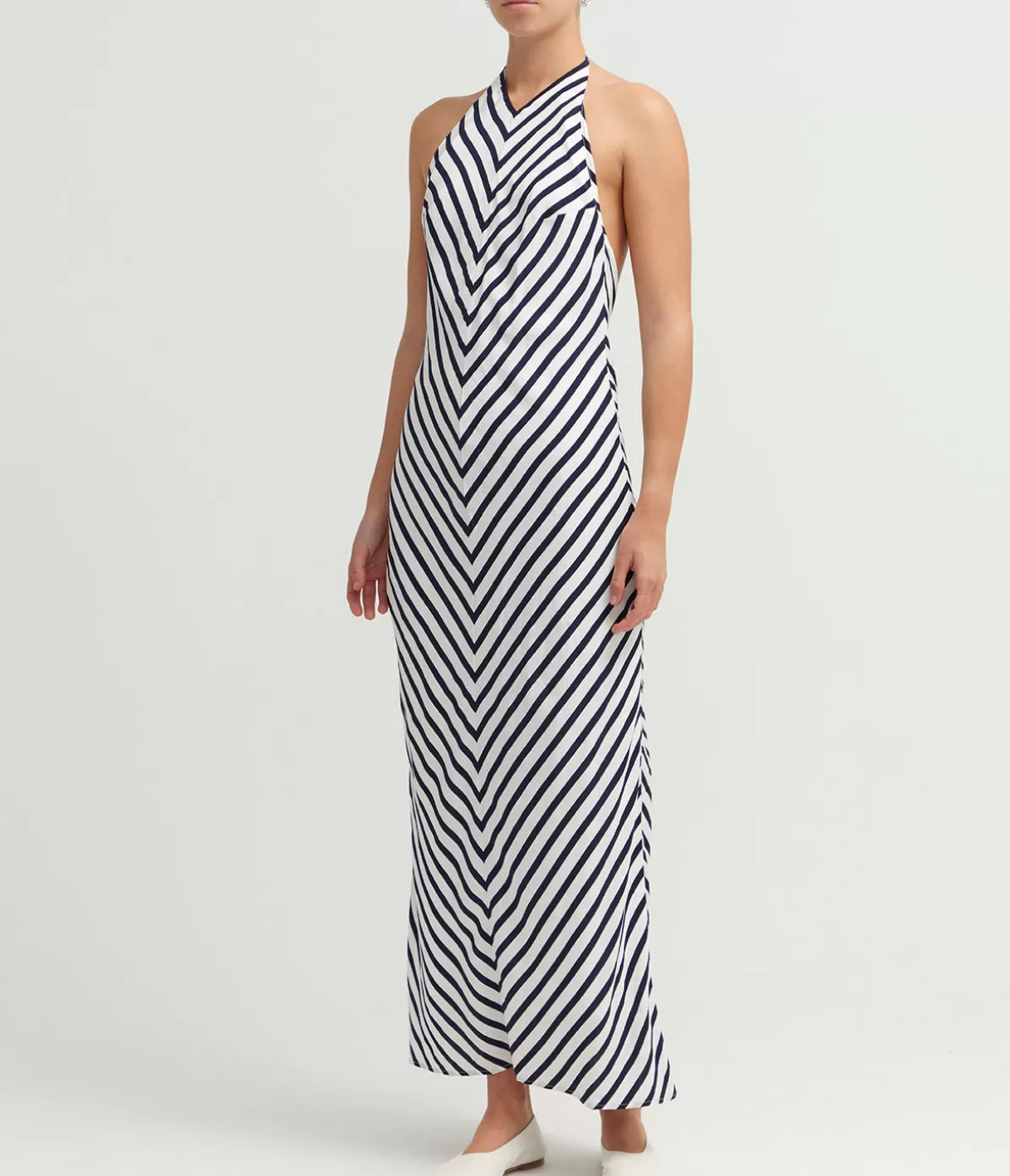 Staud Julie Dress in White and Navy Stripe Shop