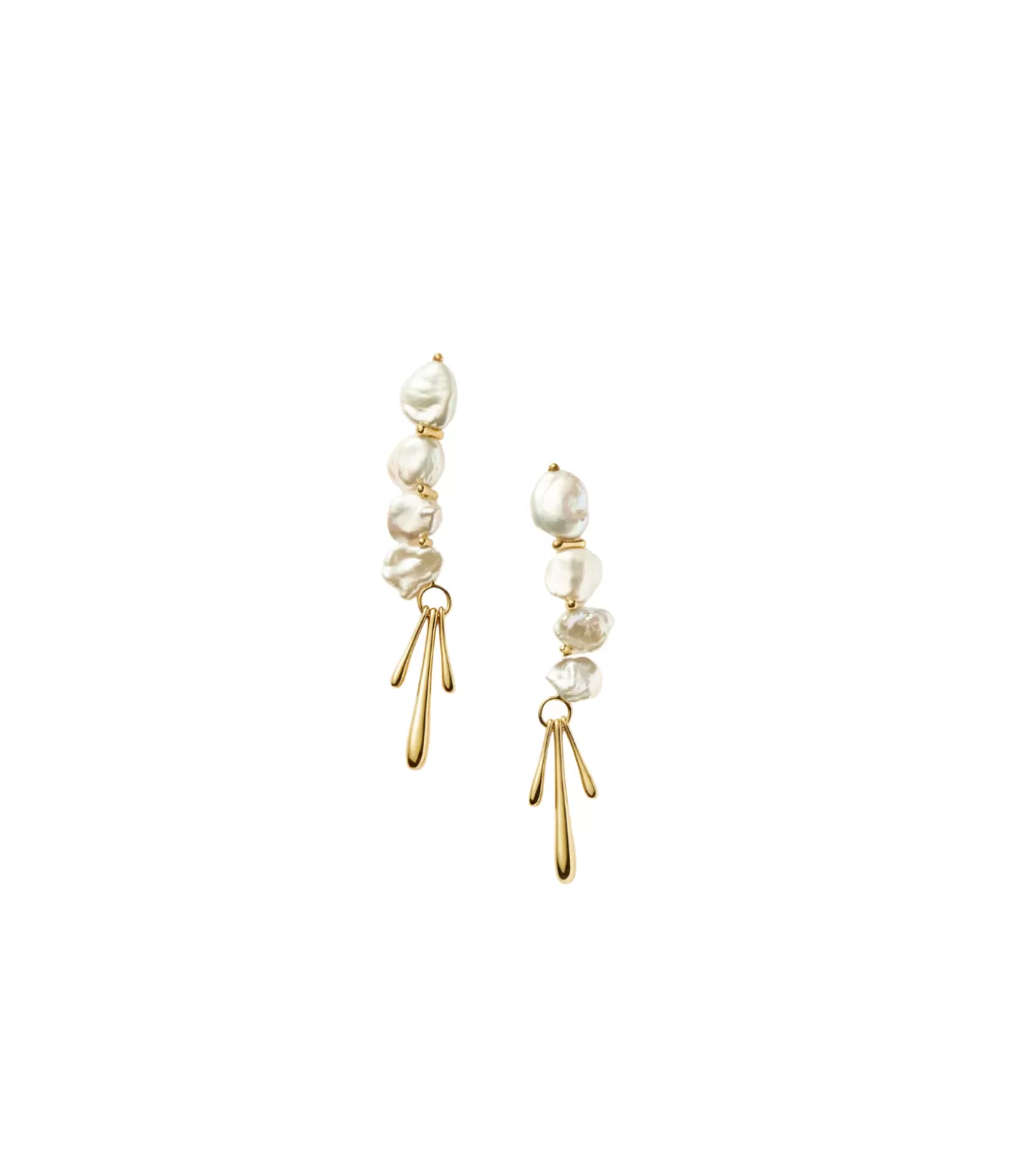 Missoma Keshi Pearl Sculptural Drop Earrings in Gold New