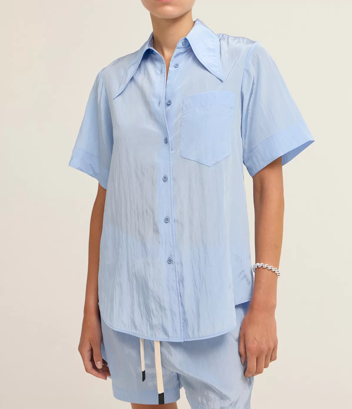 Lee Mathews Kiki Short Sleeve Shirt in Cornflower Hot
