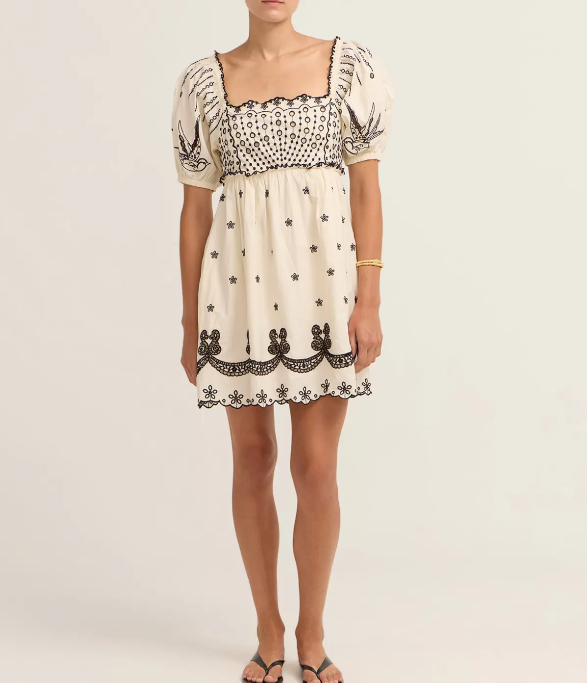 Sea NY Kingsley Embroidery Mini Dress in Cream Best Sale