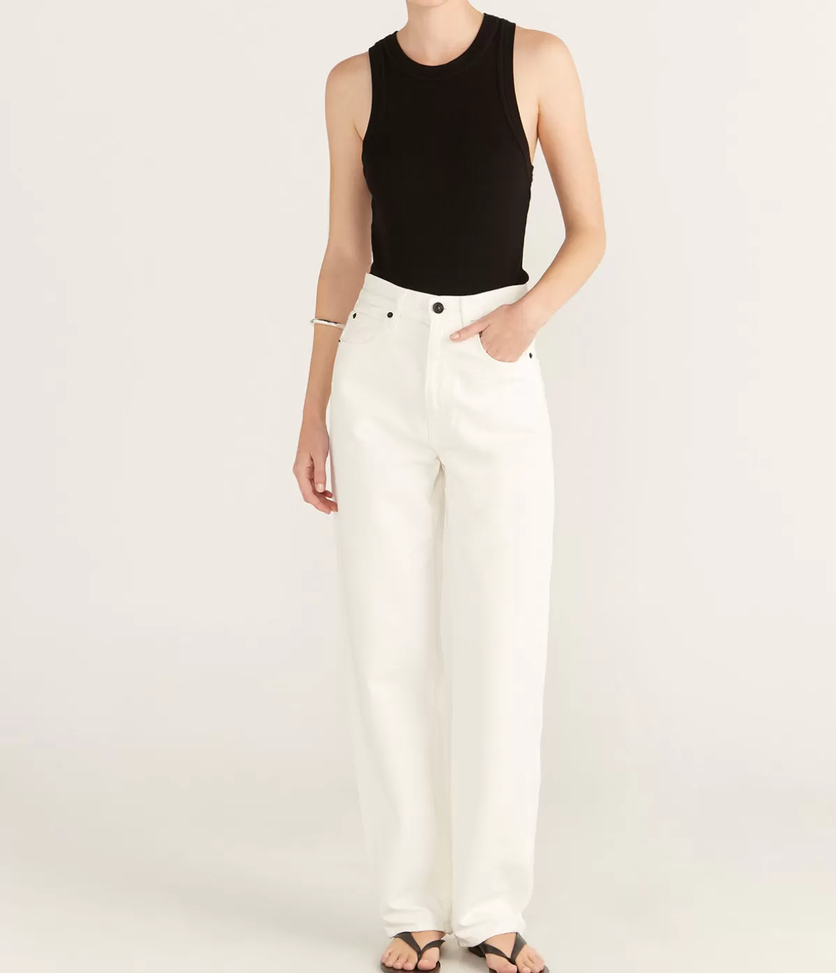 SLVRLAKE Koko High Rise Straight Jean in White Clearance