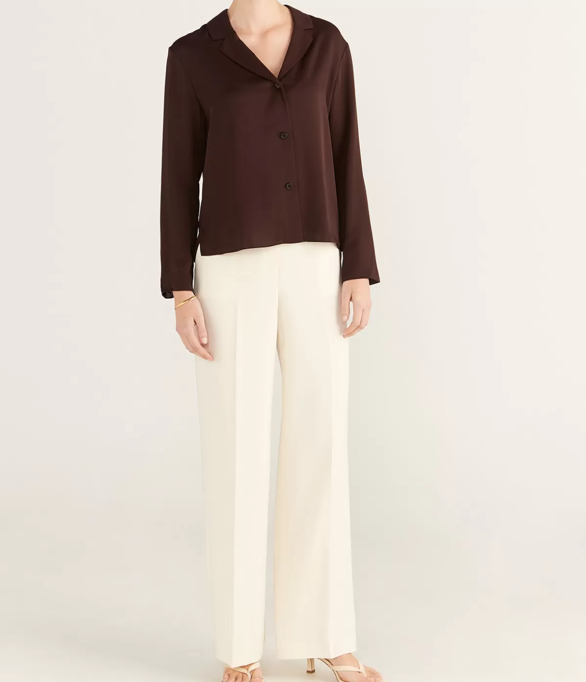 Theory Lapell Collared Blouse in Hickory New