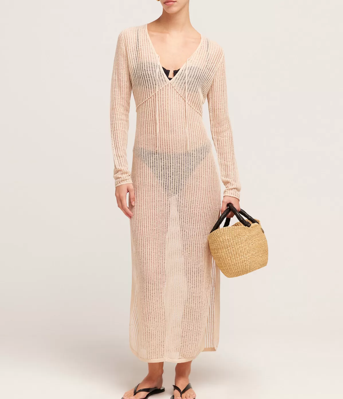 Zulu & Zephyr Lattice Knit Dress in Husk Outlet