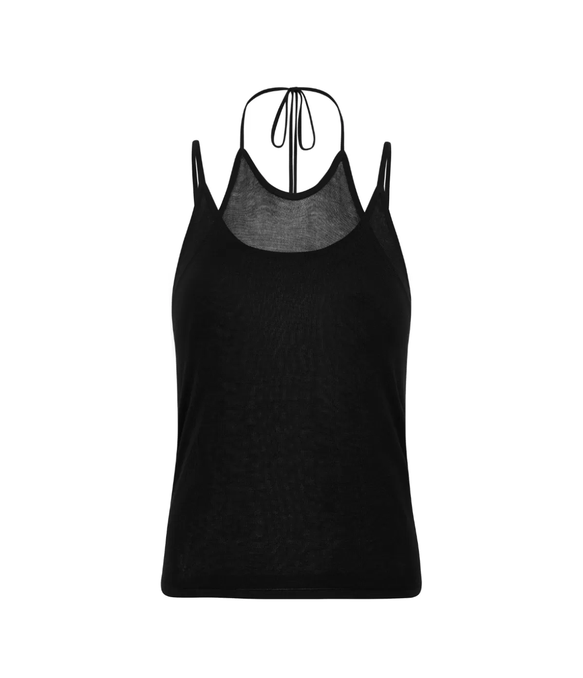 St Agni Layered Halter Tank in Black Store