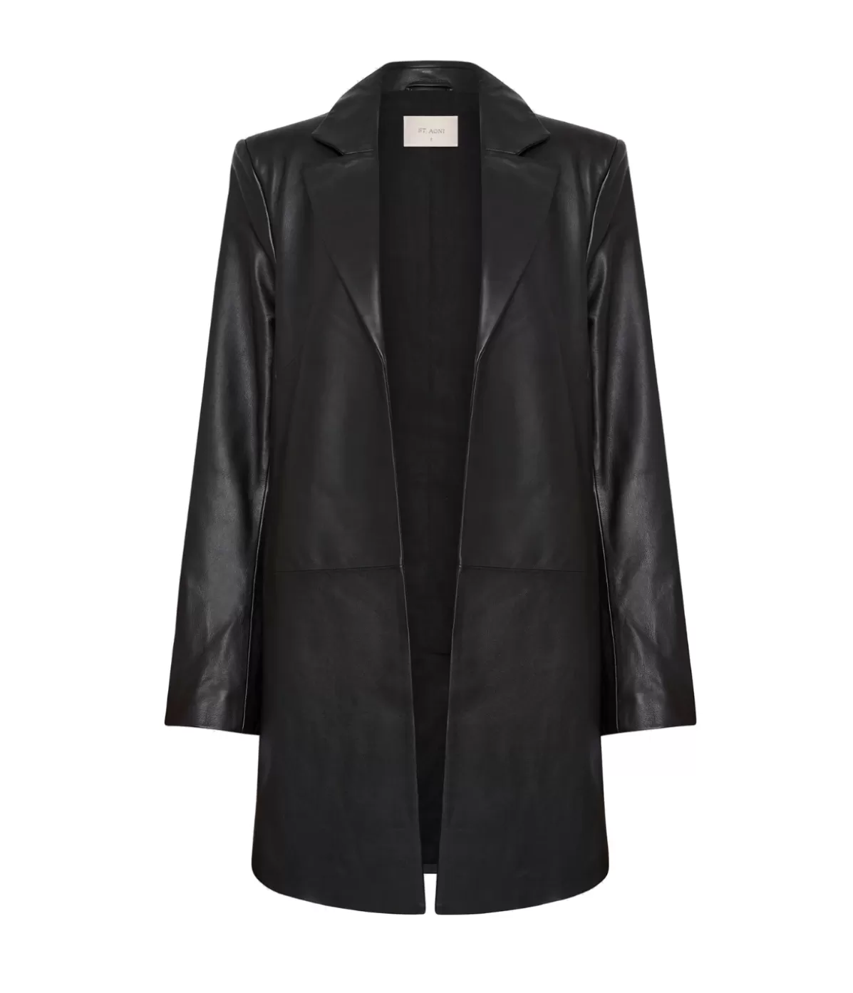 St Agni Leather Longline Jacket in Black Online