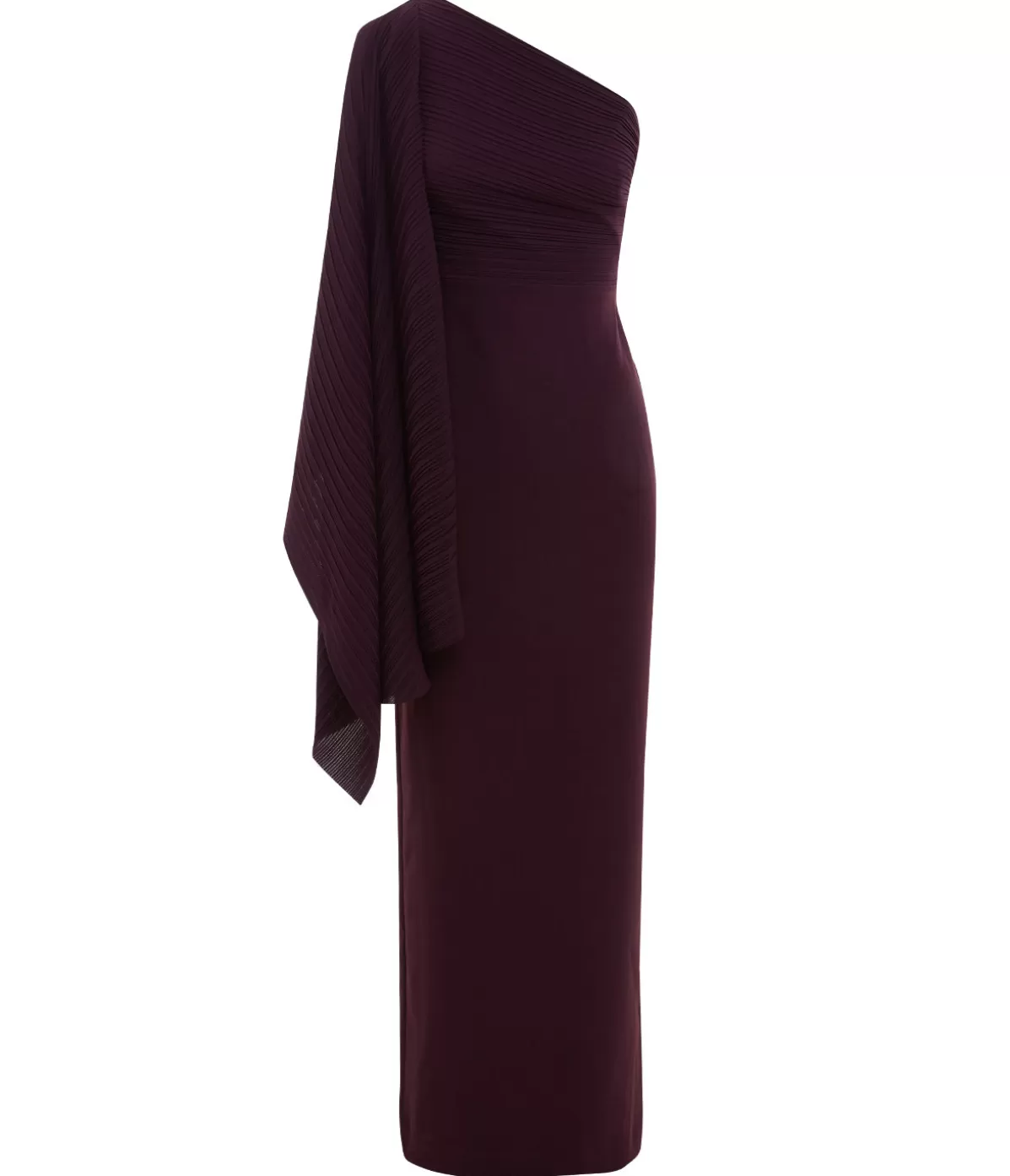 Solace London Lillia One Shoulder Woven Crepe Dress in Plum Clearance