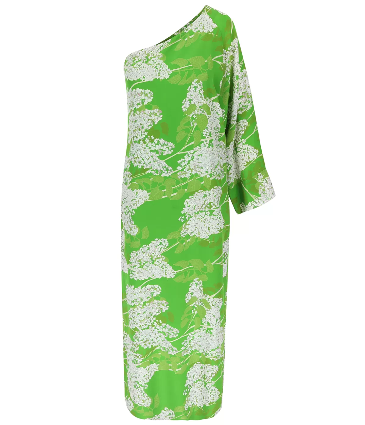Bernadette Lola One Shoulder Silk Maxi Dress in White on Green Best