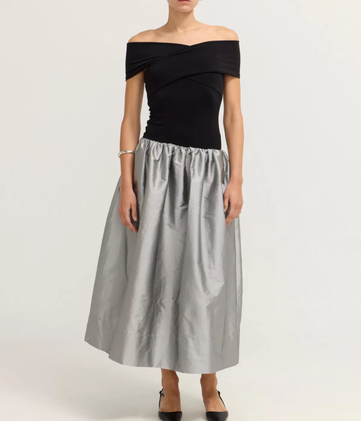 Anna October Lorraine Maxi Dress in Silver Clearance