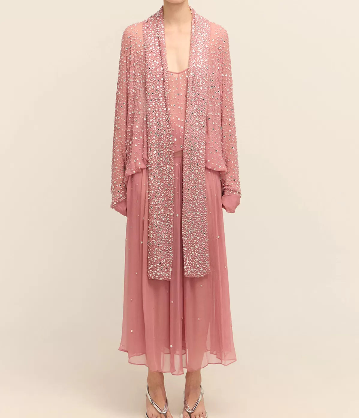 Albus Lumen Lucia Full Crystal Dress in Dusty Pink Store