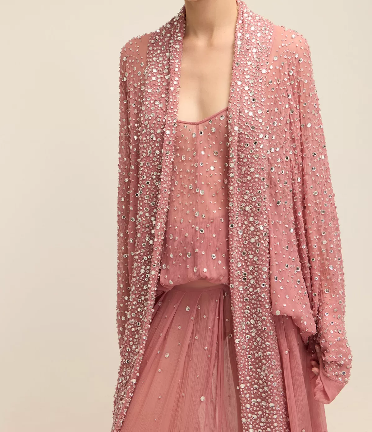 Albus Lumen Lucia Full Crystal Dress in Dusty Pink Store