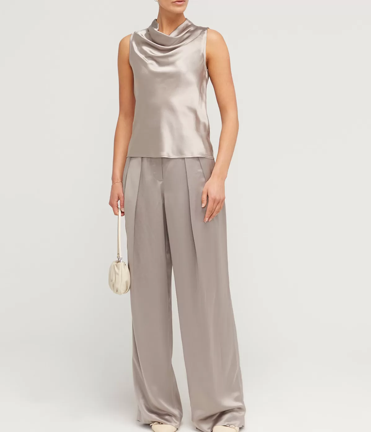 Staud Luisa High Waisted Pant in Silver Hot