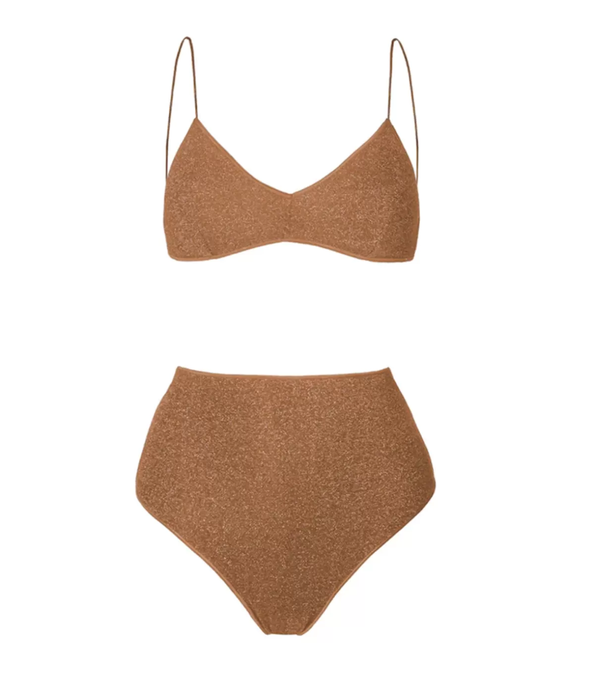 Oseree Lumiere High Waisted Bikini in Toffee New