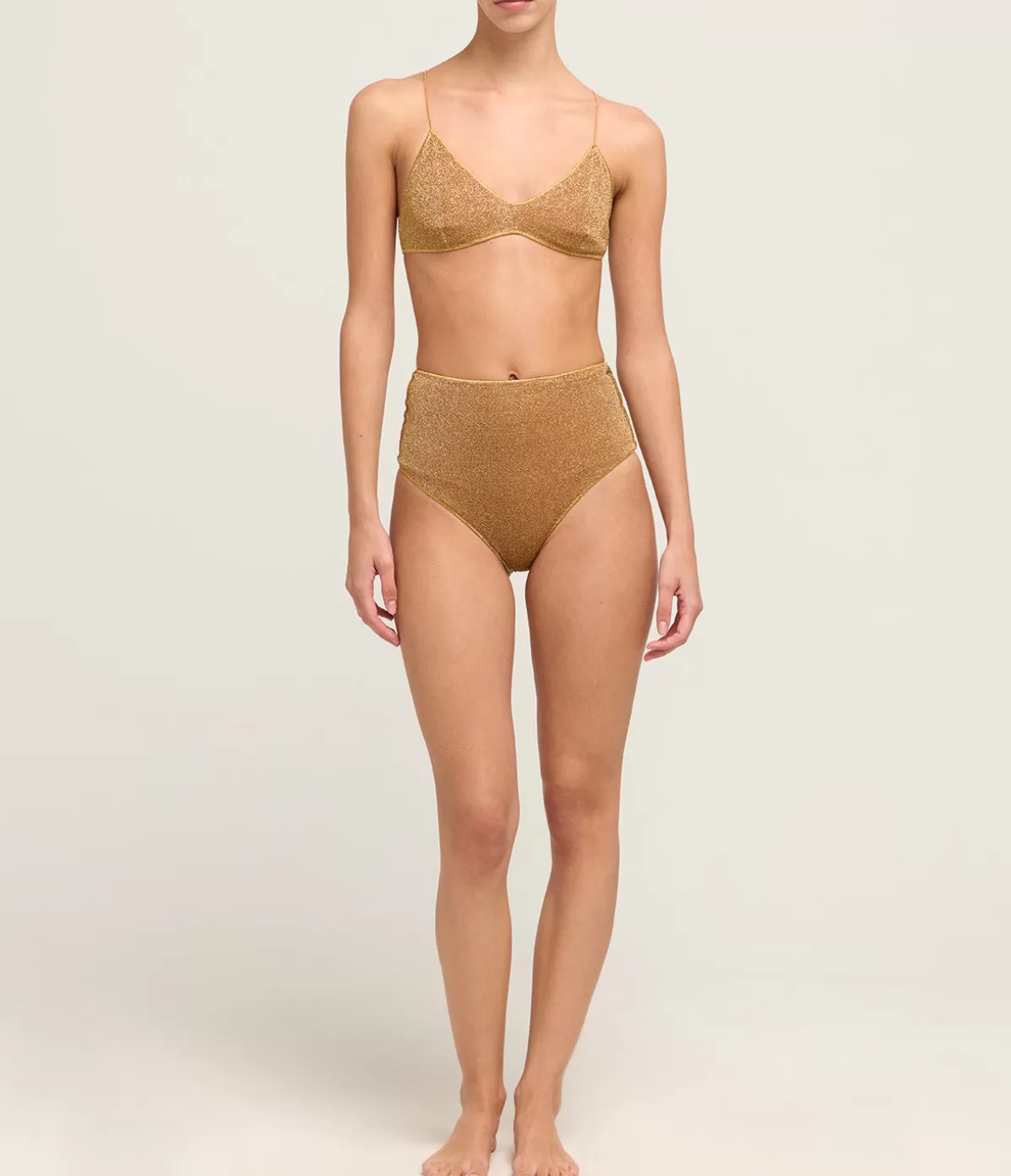 Oseree Lumiere High Waisted Bikini in Toffee New