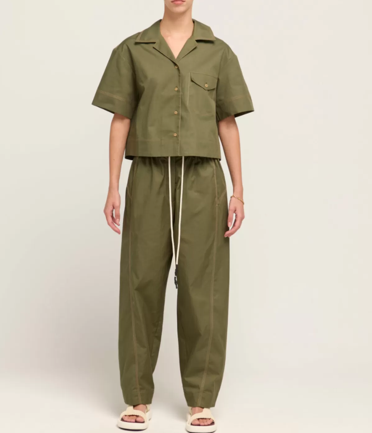 Lee Mathews Maddy Short Sleeve Shirt in Khaki Hot