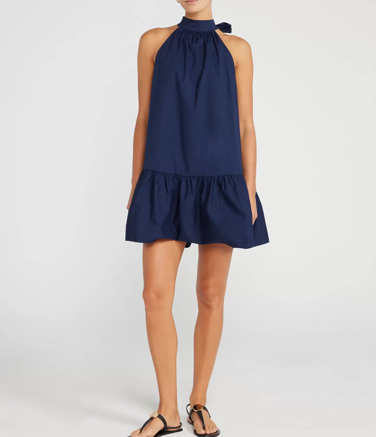 Staud Marlowe Mini Dress in Navy Flash Sale