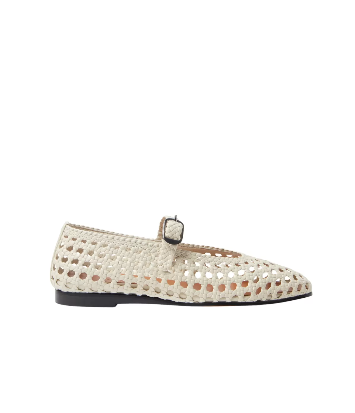 Le Monde Beryl Mary Jane Woven Flat in Ecru Discount