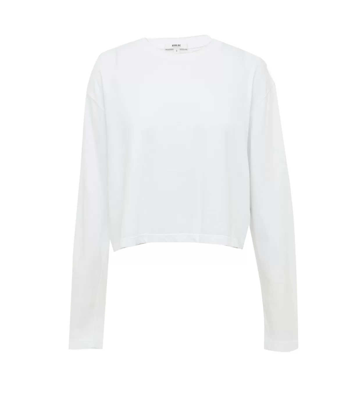 Agolde Mason Cropped Long Tee in White Clearance