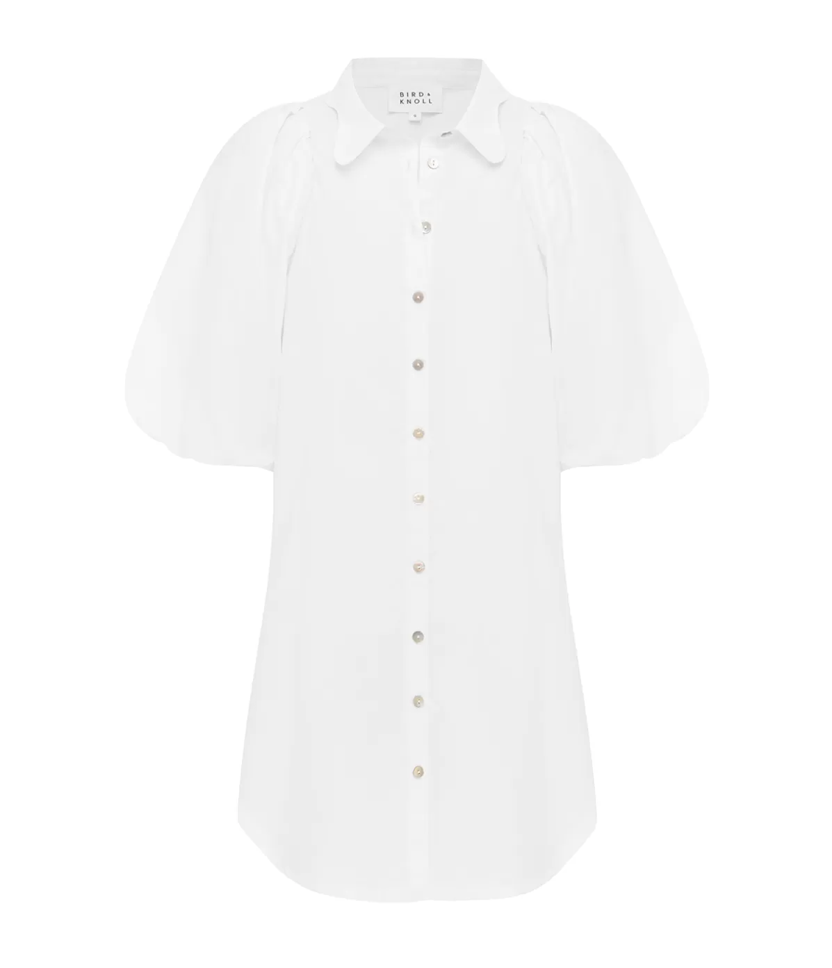 Bird and Knoll Maude Puff Sleeve Mini Dress in White Best Sale