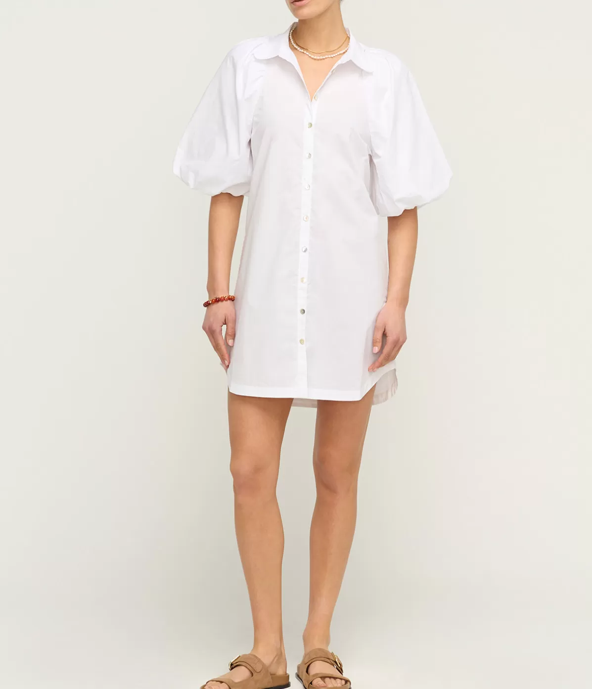 Bird and Knoll Maude Puff Sleeve Mini Dress in White Best Sale