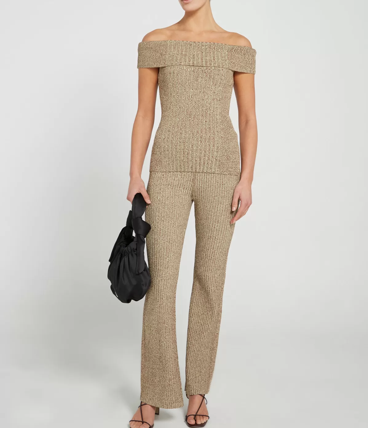 Ganni Melange Knit Pants in Brandy Brown Hot