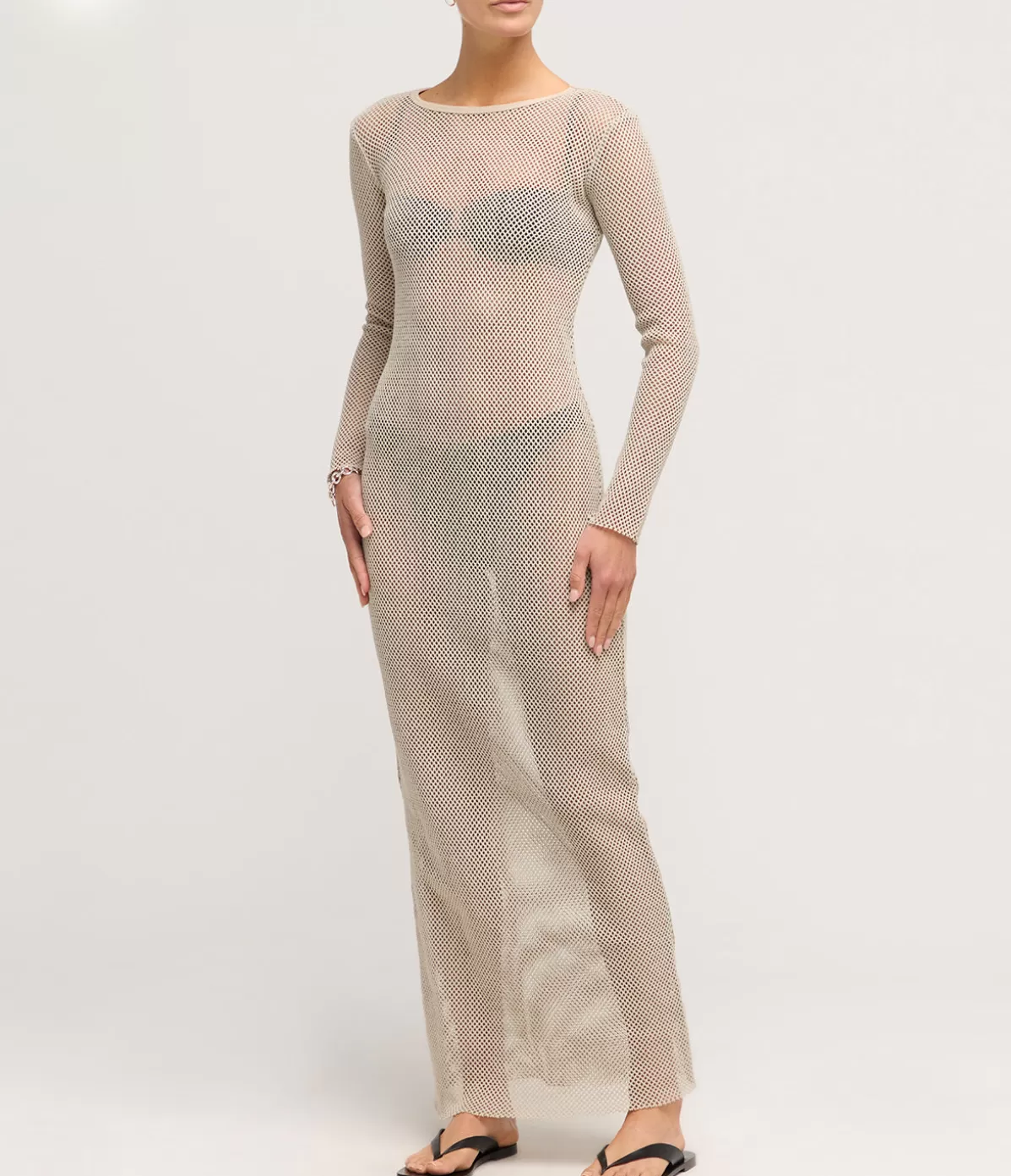 St Agni Mesh Long Sleeve Dress in Aloe Flash Sale