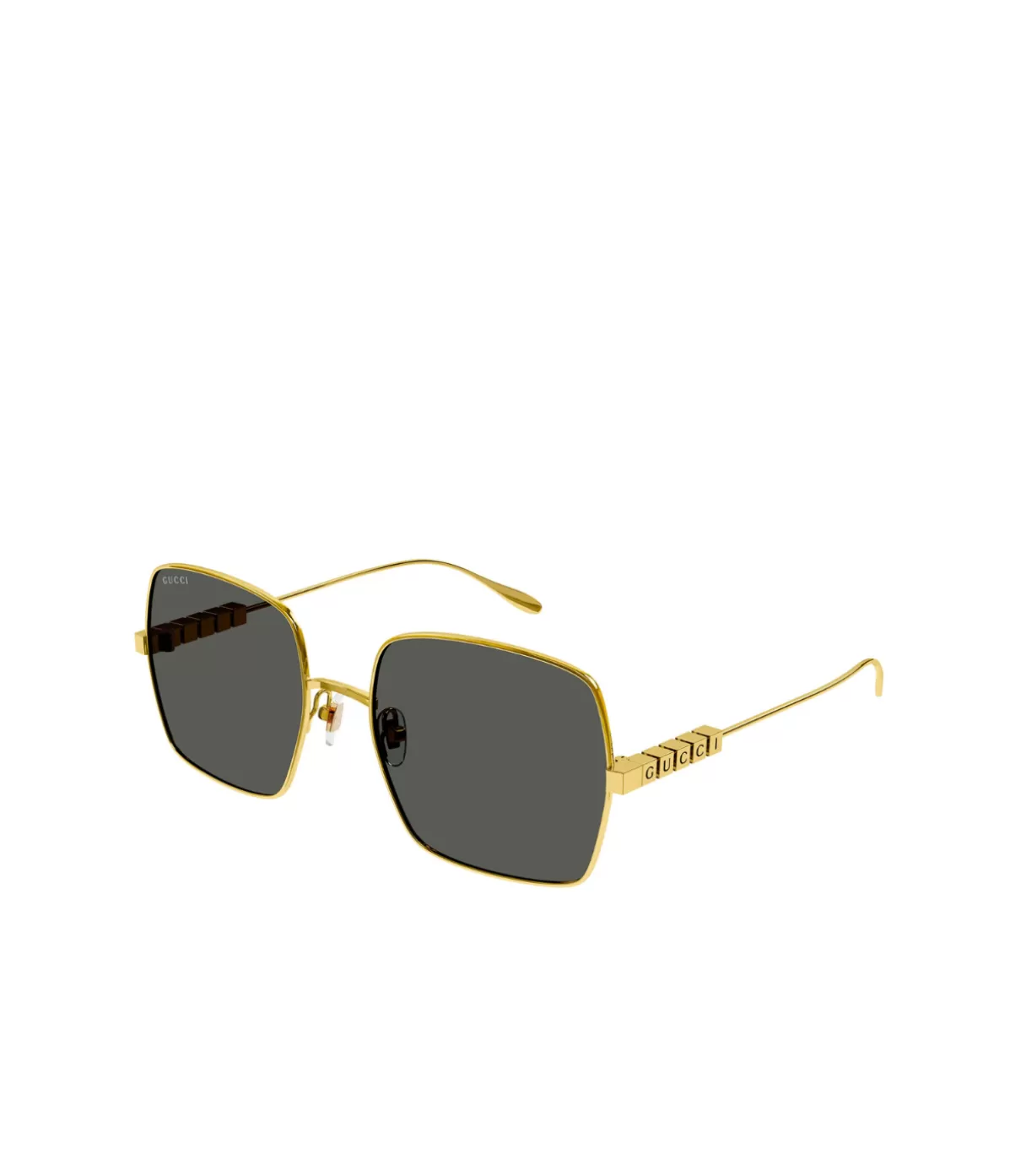 Gucci Metal Cube Rectangle Sunglasses in Gold Store