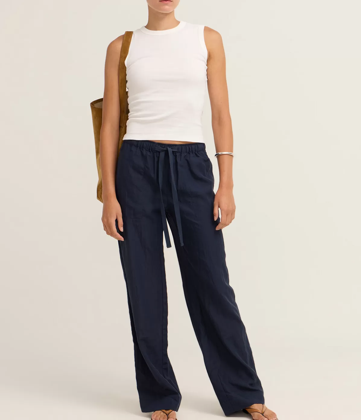 Vince Mid Rise Utility Drawstring Pant in Coastal Blue Best