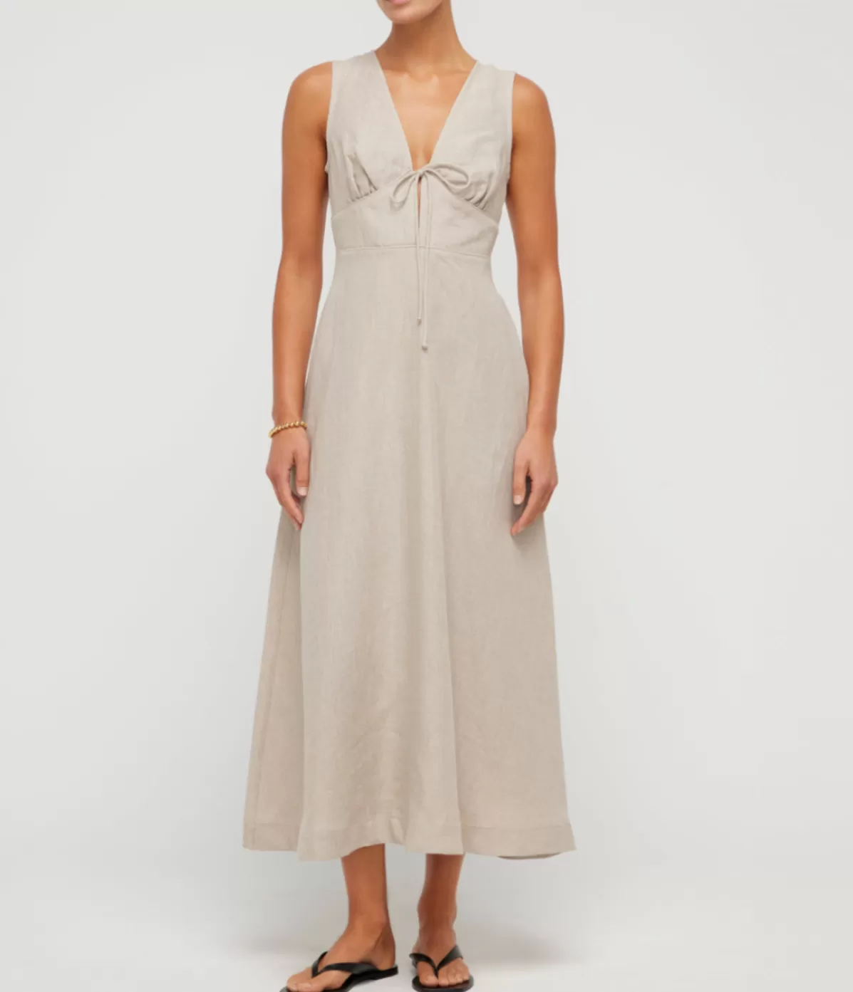 Casa Raki Mimi Linen Bias Dress in Flax Cheap