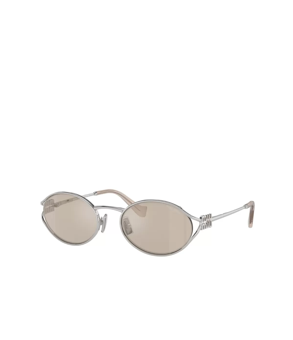 Miu Miu Oval Sunglasses in Silver Sale