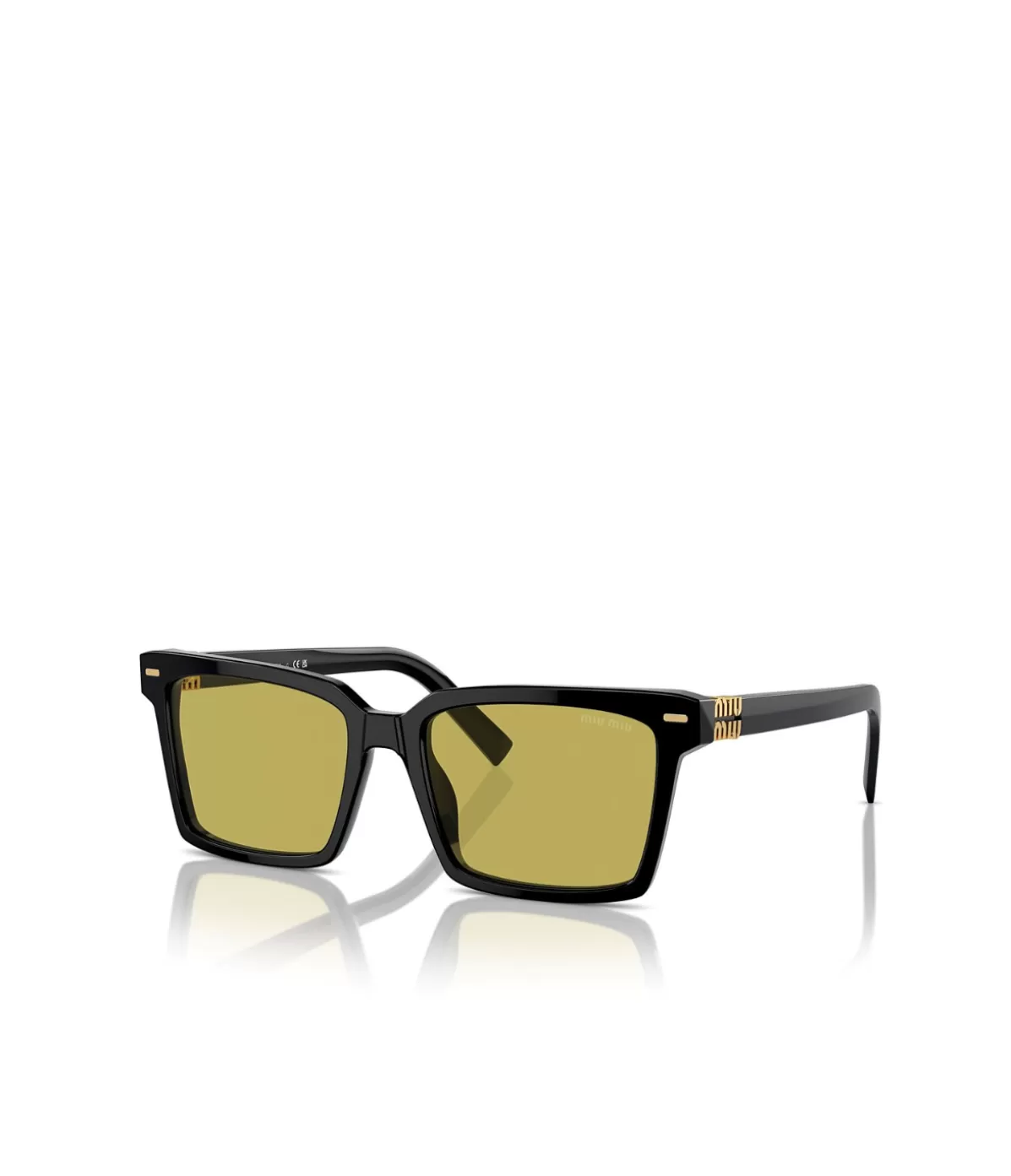 Miu Miu Rectangle Sunglasses in Black Olive Green Online