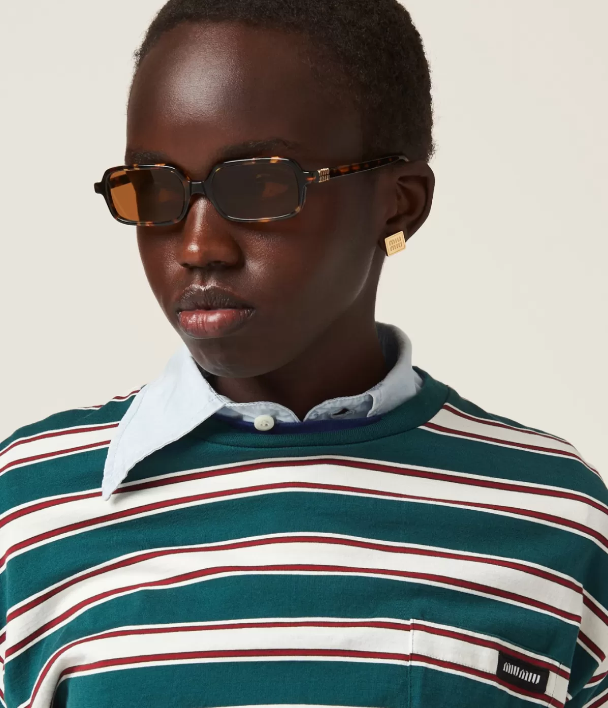 Miu Miu Rectangle Sunglasses in Honey Havana Shop